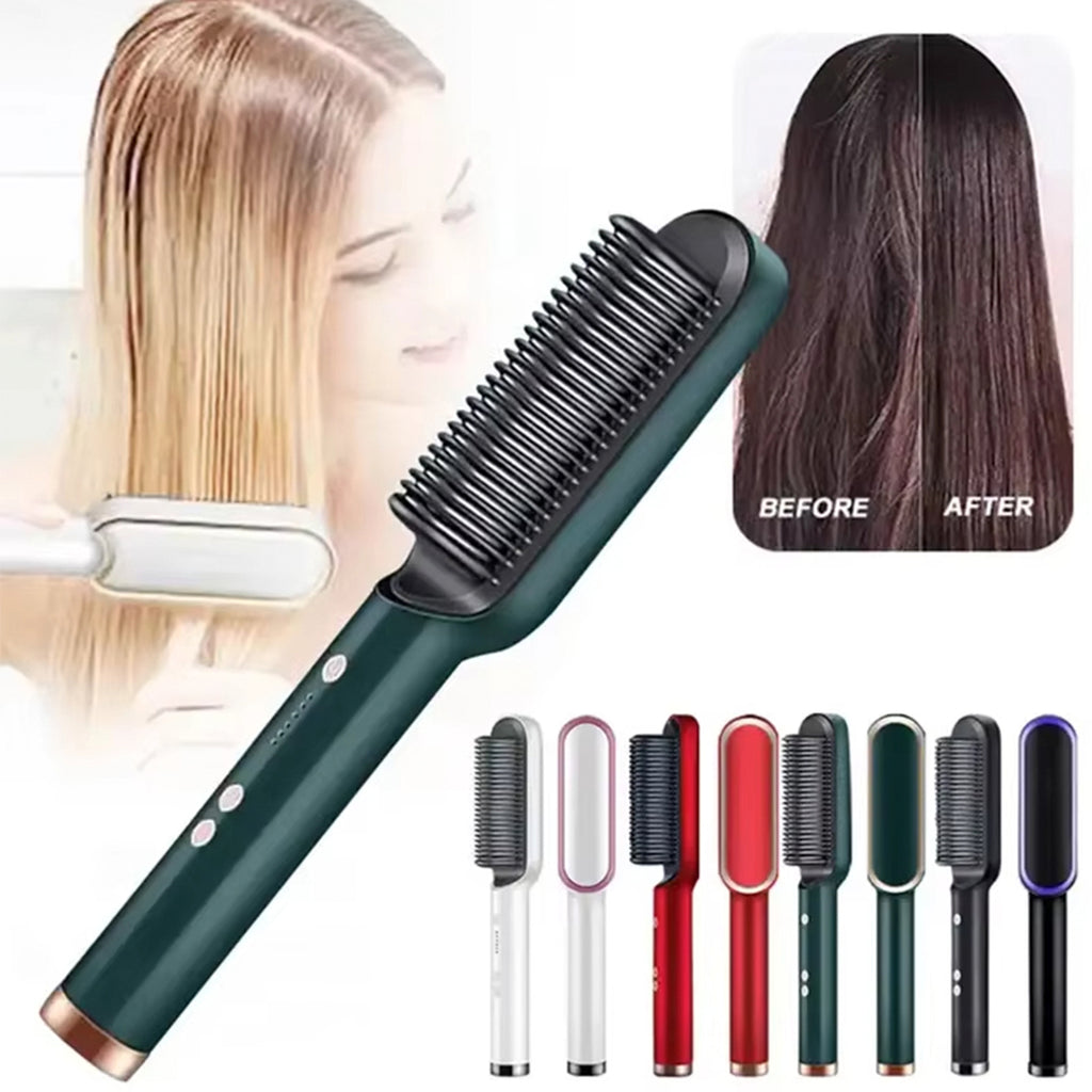 HQT-909 Electric Hair Brush Straightener bareera bazaar