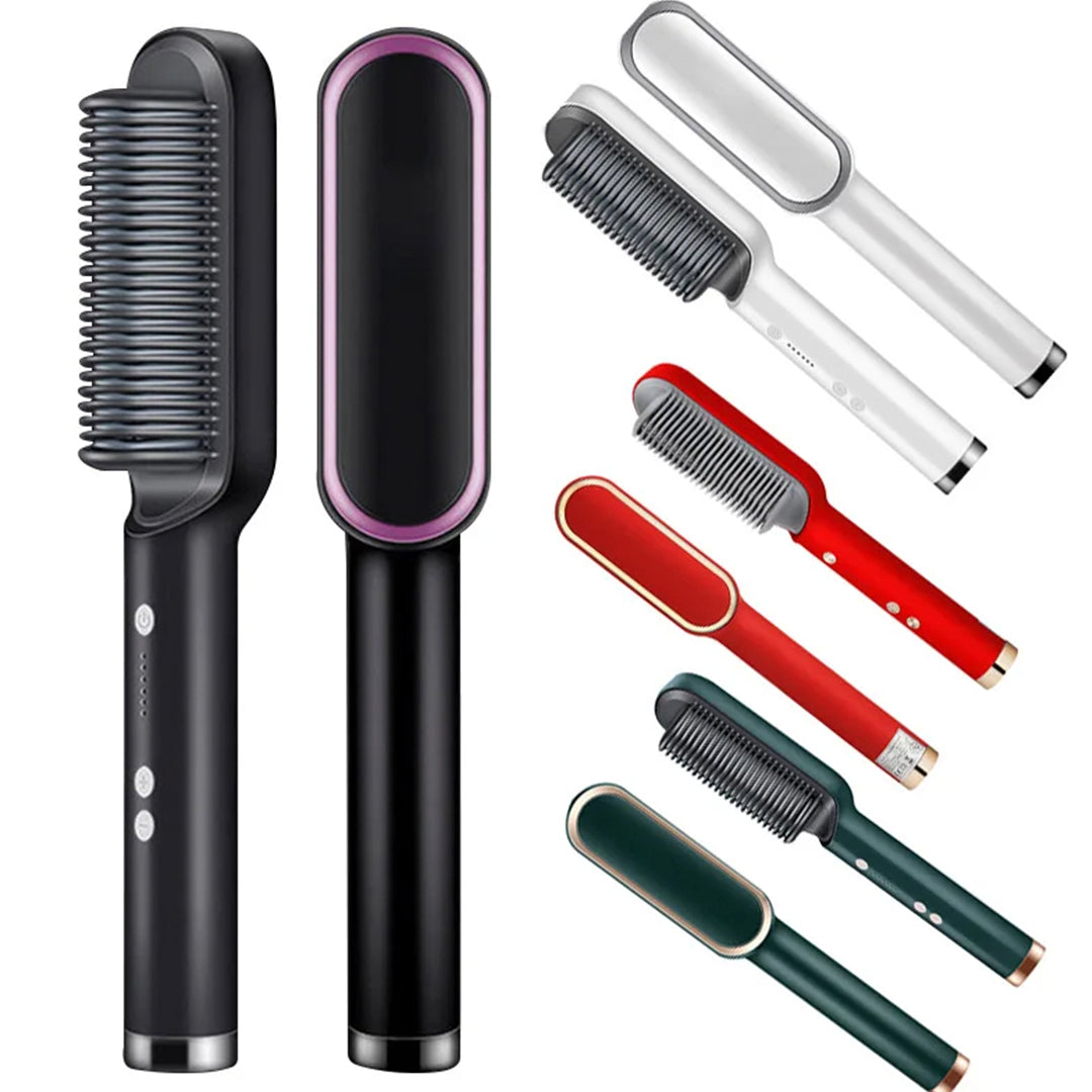 HQT-909 Electric Hair Brush Straightener bareera bazaar