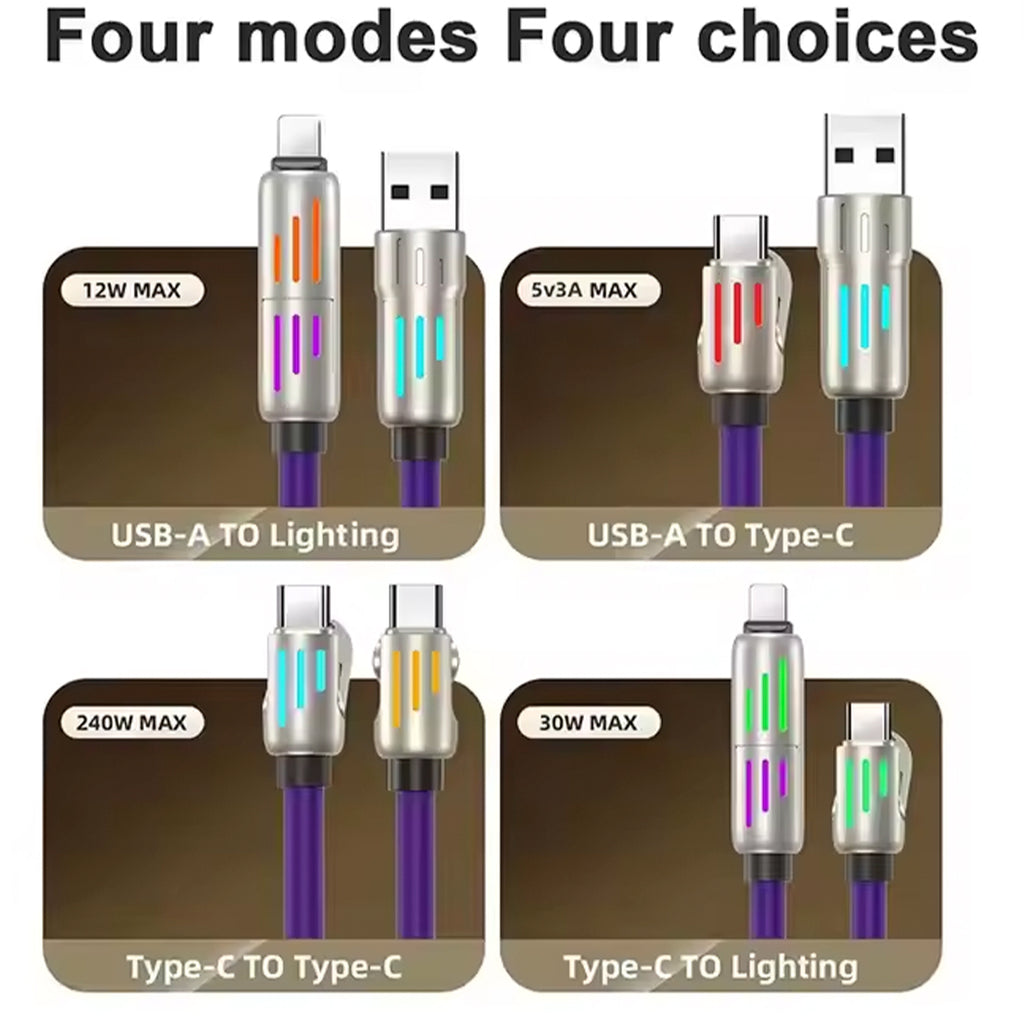 SuperFast Silicone 4in1 RGB LED Light Metal Premium Connector Cable bareera bazaar