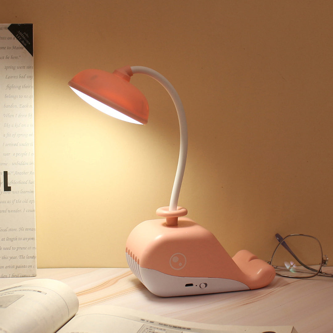 Rechargeable 3-Mode Gear Whale Shape Desktop LED Lamp
