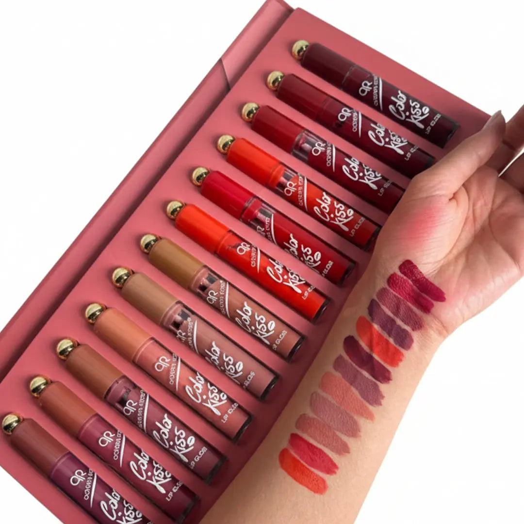 Colour Kiss Lipgloss Waterproof Ong Lasting 12 Pcs Box bareera bazaar