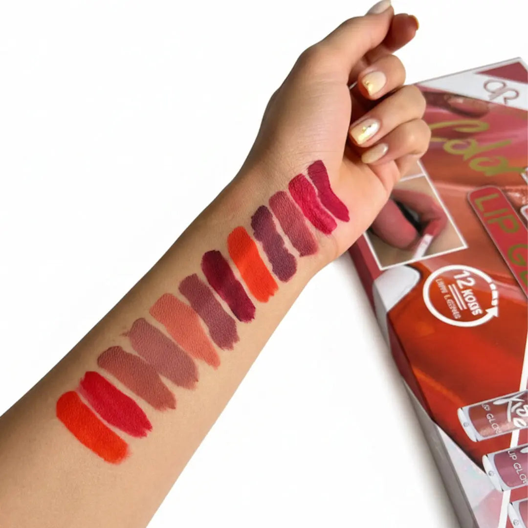Colour Kiss Lipgloss Waterproof Ong Lasting 12 Pcs Box bareera bazaar