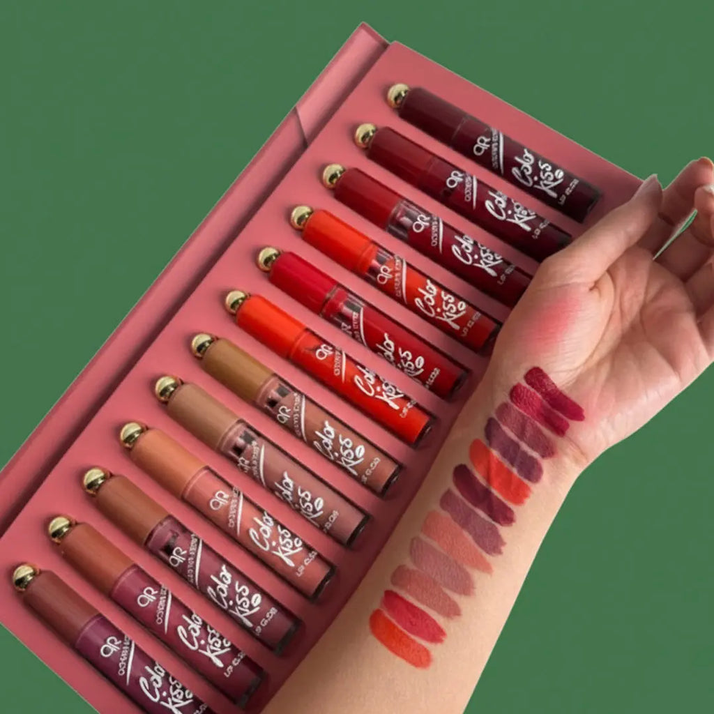 Colour Kiss Lipgloss Waterproof Ong Lasting 12 Pcs Box bareera bazaar
