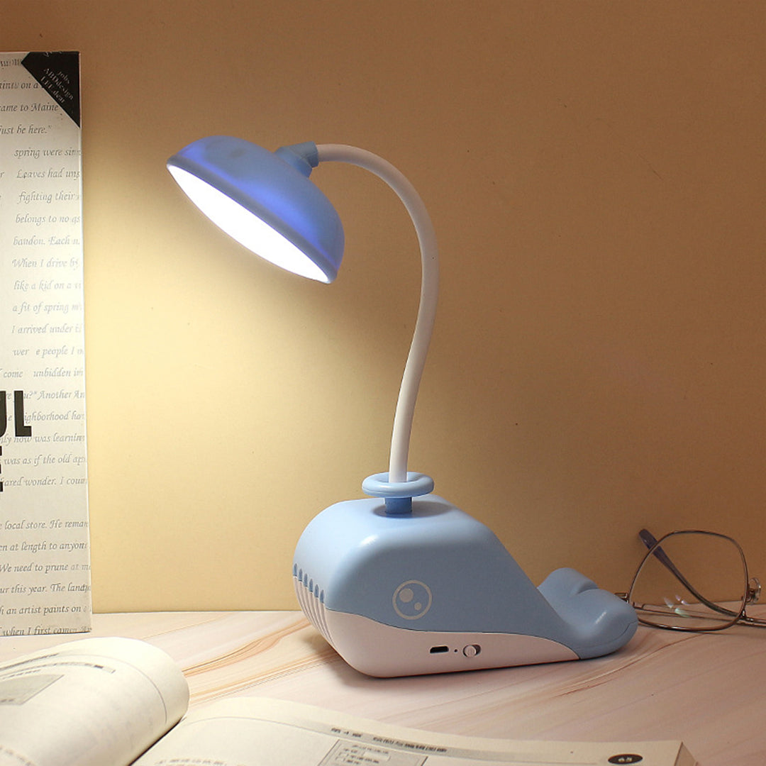 Rechargeable 3-Mode Gear Whale Shape Desktop LED Lamp