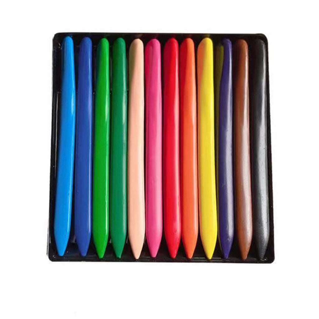 Pack of 12pcs Plastic Crayons Non-Toxic No Dirty Hands and Waterproof Crayon Colours