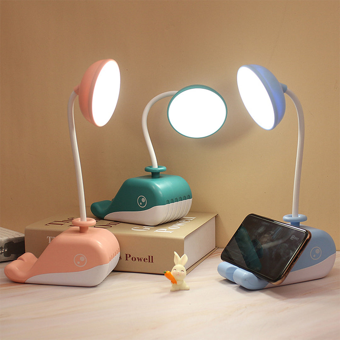 Rechargeable 3-Mode Gear Whale Shape Desktop LED Lamp