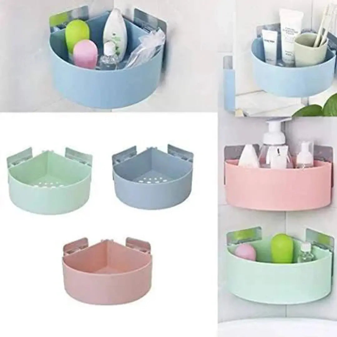 Multipurpose Corner Self Adhesive Plastic Rack bareera bazaar