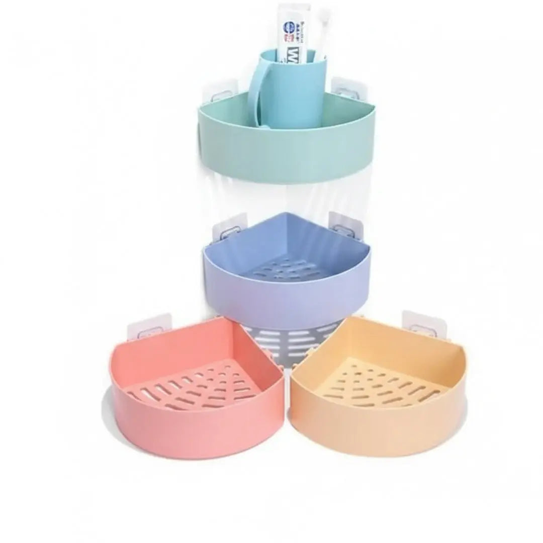 Multipurpose Corner Self Adhesive Plastic Rack bareera bazaar