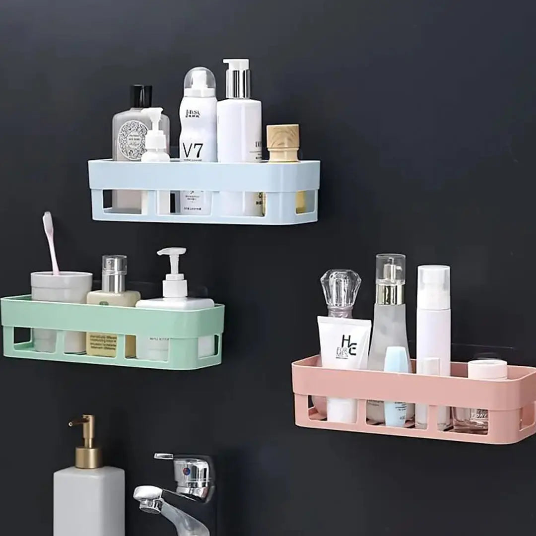 Multipurpose Shelf Self Adhesive Plastic Rack bareera bazaar