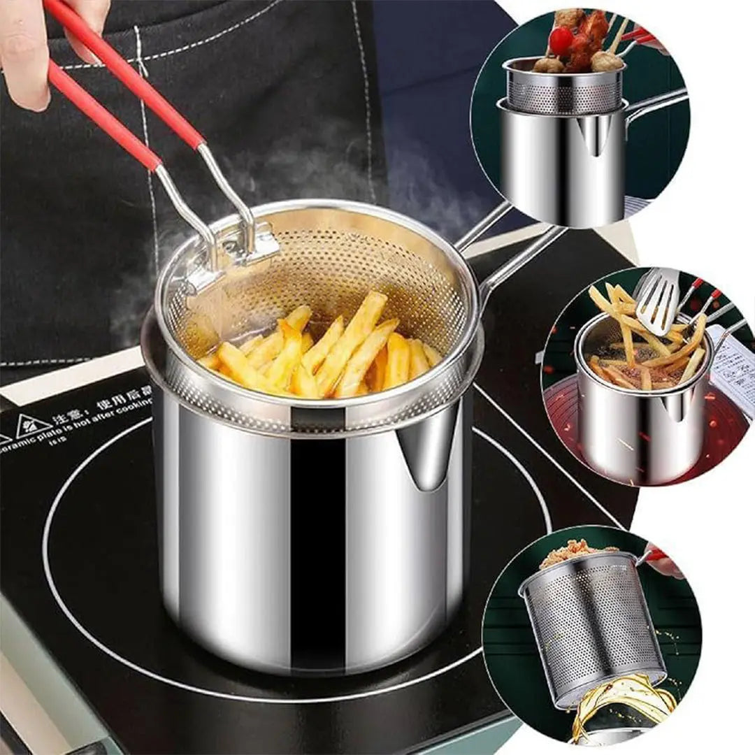Double Layer Stainless Steel Deep Frying Pot bareera bazaar