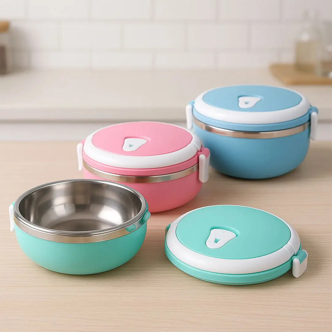 New Stainless Steel AirTight HotnCold Seal Lunch Box bareera bazaar