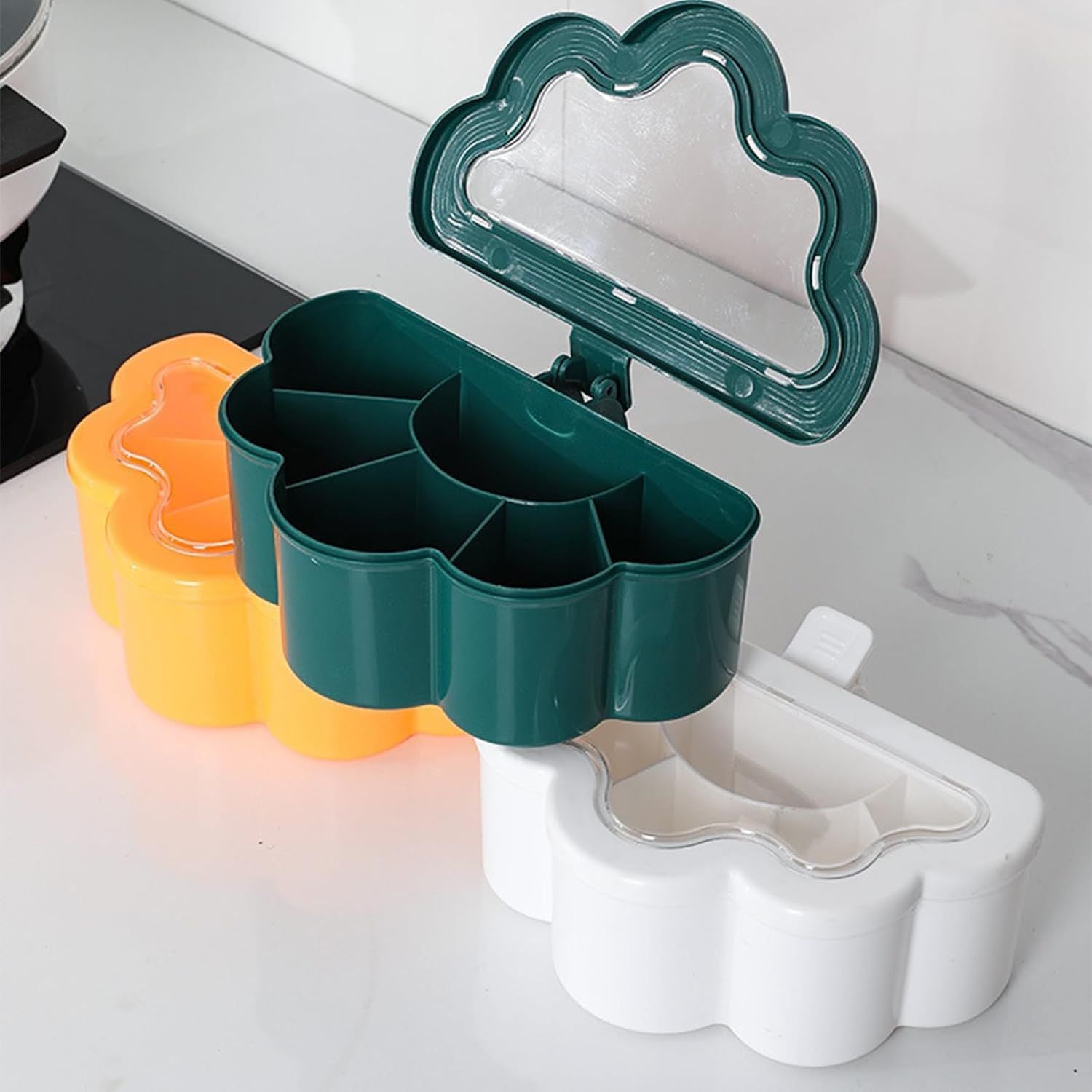 Cloud Decent Shape 6 Portions Seasoning Flip Masala Box with 6 Spoon