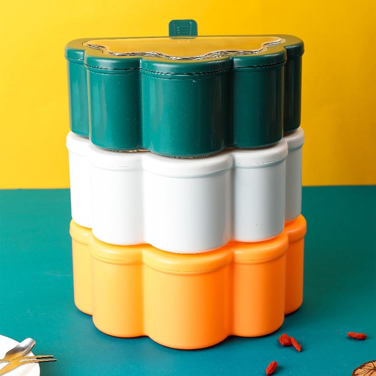 Cloud Decent Shape 6 Portions Seasoning Flip Masala Box with 6 Spoon