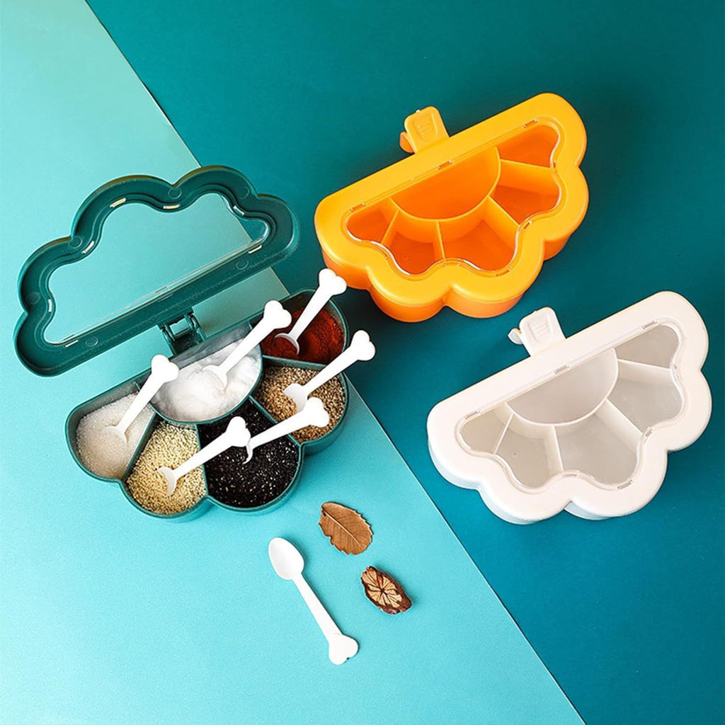 Cloud Decent Shape 6 Portions Seasoning Flip Masala Box with 6 Spoon