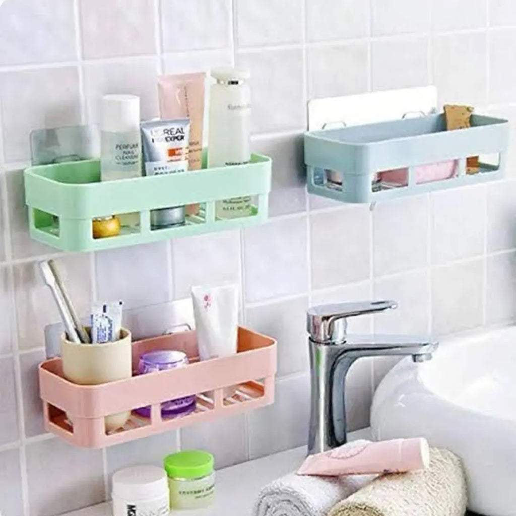 Multipurpose Shelf Self Adhesive Plastic Rack bareera bazaar