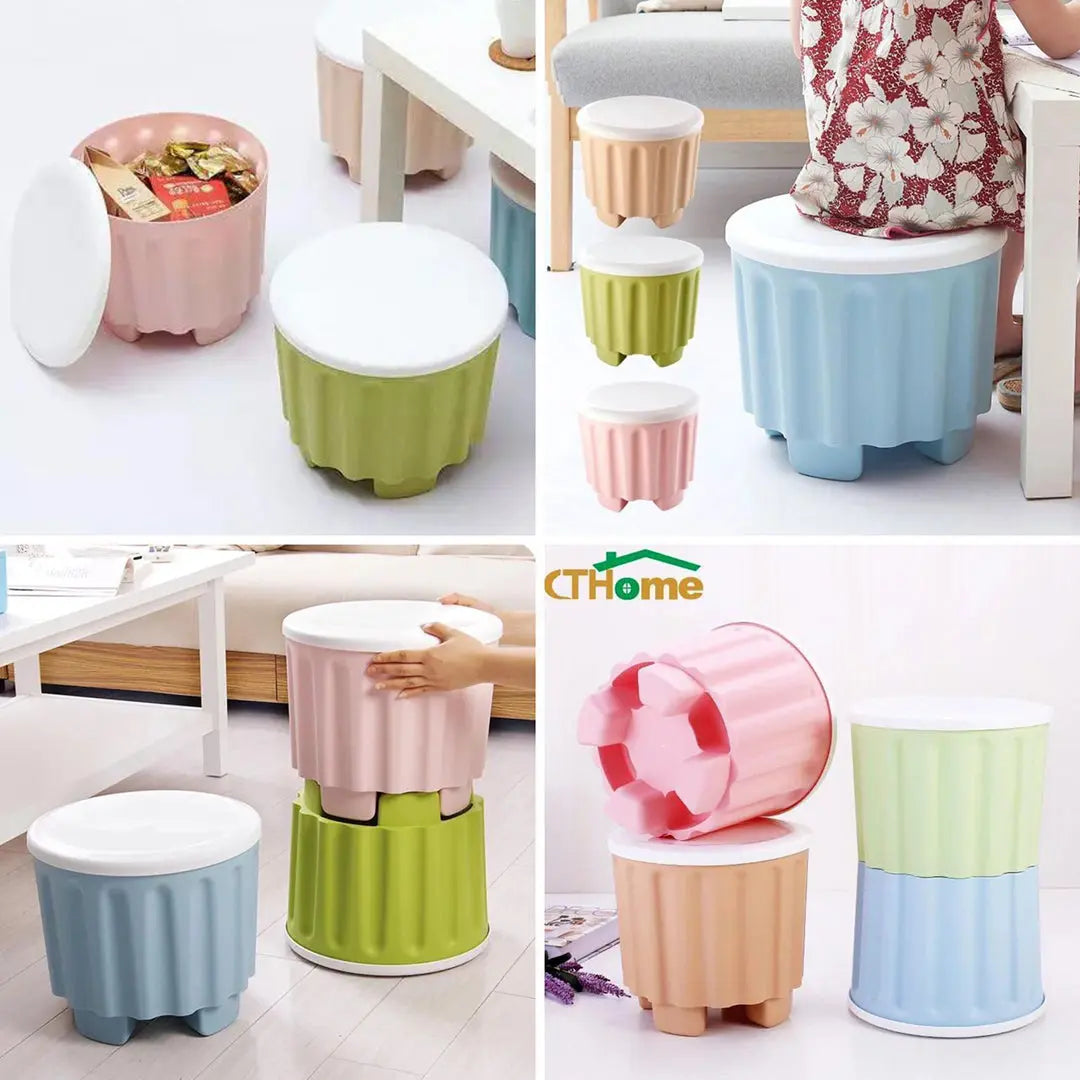 Colourful Drum Storage Kids Stool Box bareera bazaar